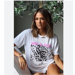Lulusimonstudios X Jana Kramer “dare to begin” white distressed tee shirt